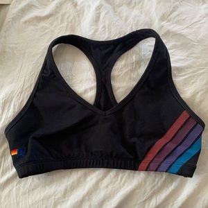 Aviator Nation 4 stripe v cut sports bra